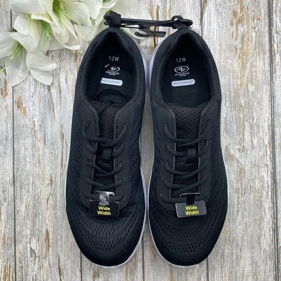 Women's Black Active Comfort Lace Up Sneakers Shoes Size 12W - Picture 1 of 10
